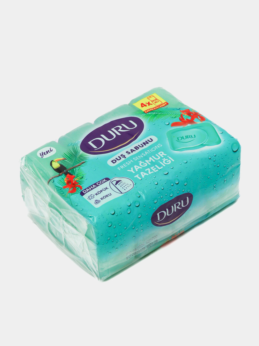 Yuvinish sovuni "Duru", yangi tuyg'u, yag'mur ormani, qadoqda 4 dona