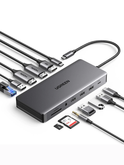 Ugreen 13 dok stansiyasi 1 100, 60 Gs, 3xHDMI, 1DP, 10 Gbit/s, RJ45, 23.2, 23.0 3