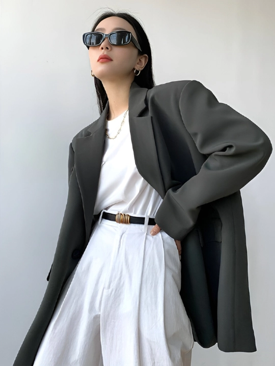 Ayollar kostyumi oversize, uzun pidjak, jaket, katta o‘lchamlar