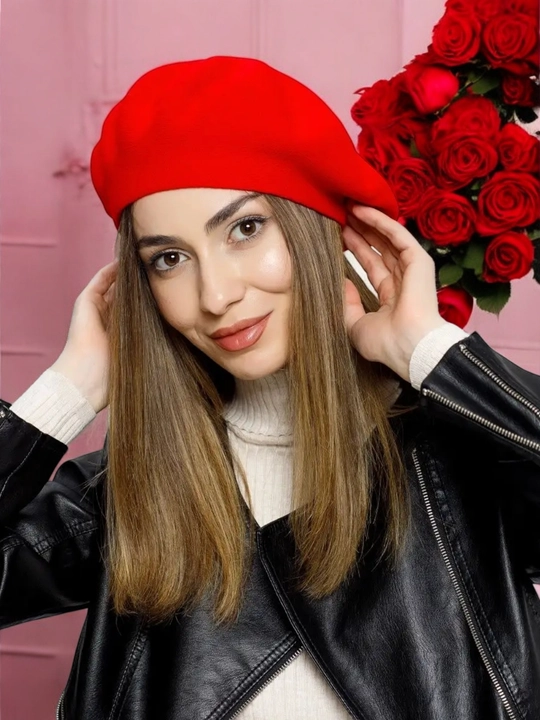 Ayollar va qizlar uchun beret, klassik toʻqilgan shapka, kuz qish mavsum bosh kiyimi - 