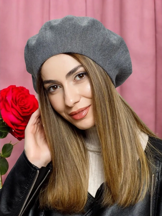 Ayollar va qizlar uchun beret, klassik toʻqilgan shapka, kuz qish mavsum bosh kiyimi - 