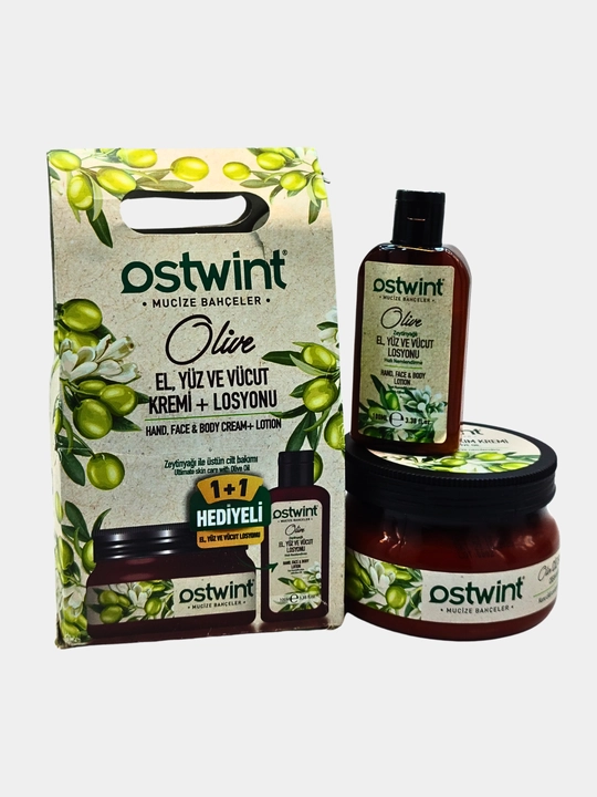 Набор для ухода за лицом и телом Ostwint, крем + лосьон, с экстрактами оливы, аргана и авокадо