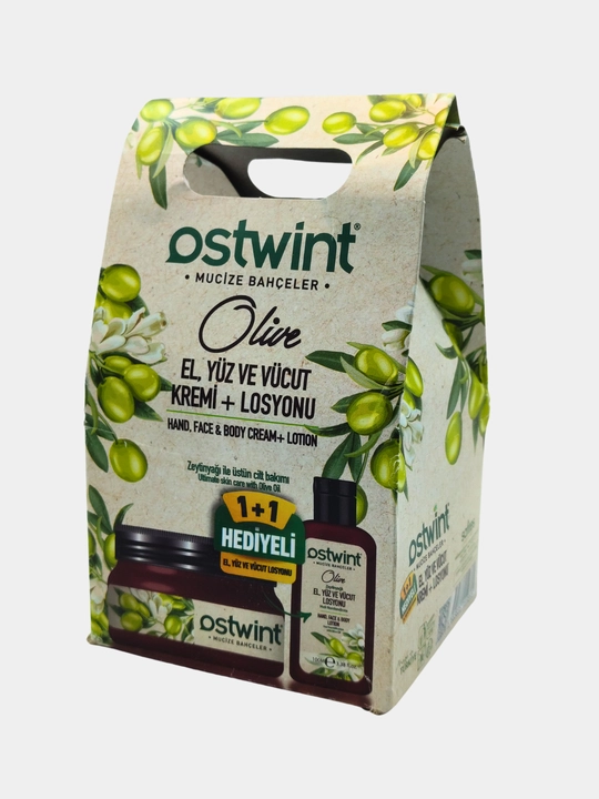 Набор для ухода за лицом и телом Ostwint, крем + лосьон, с экстрактами оливы, аргана и авокадо