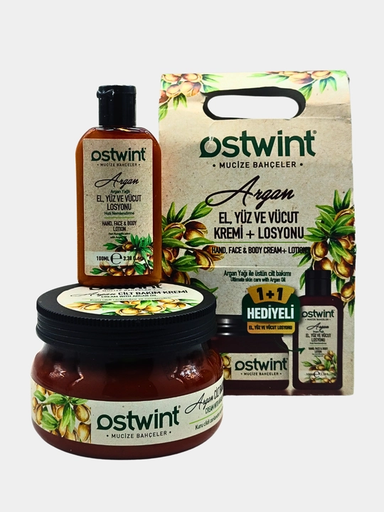 Набор для ухода за лицом и телом Ostwint, крем + лосьон, с экстрактами оливы, аргана и авокадо