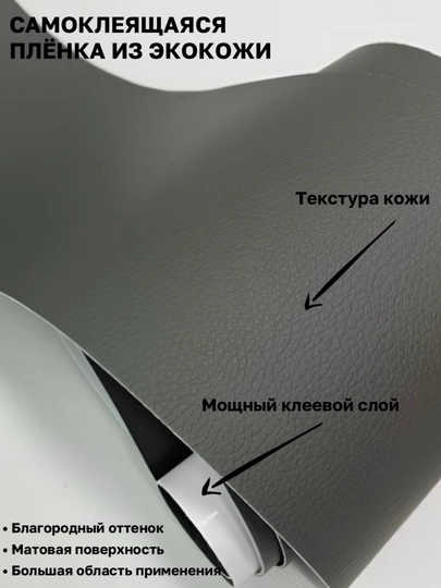 Самоклеящаяся плёнка из эко кожи для салона авто, для дома и офиса — MAGNATM-MGPK024-ТЕМНСЕР-MGPKM24