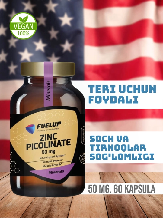Zinc picolinat Sink, Ruh moddasi 50mg 60 kapsula FuelUP zink - 