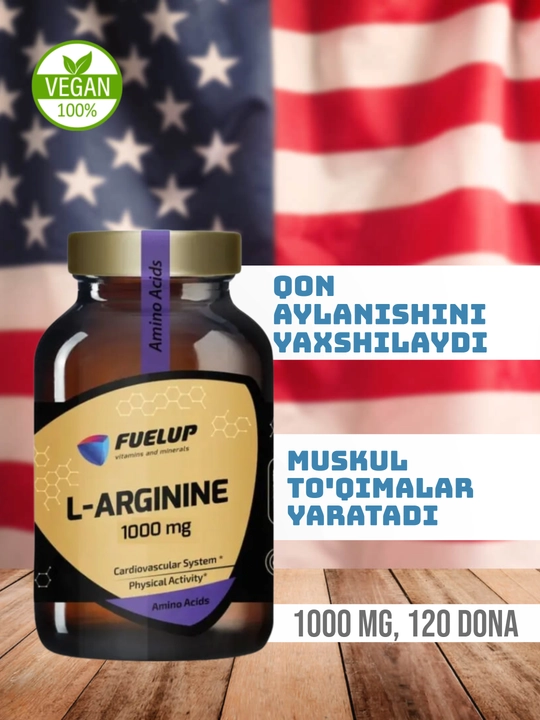 L Arginine, 1000 mg, 120 tab, FUELUP - 