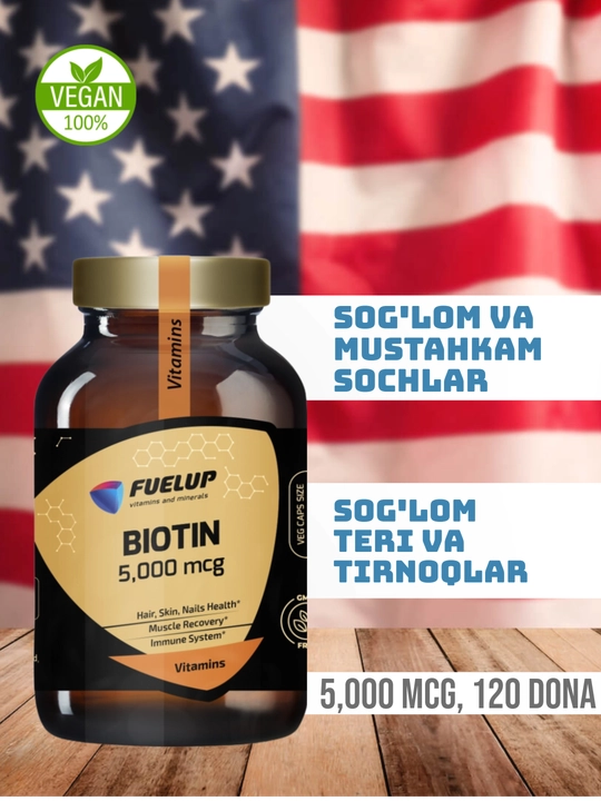 Biotin (BIOTIN) 5000 mkg 60 tafetka FуелAP shisha qadoq