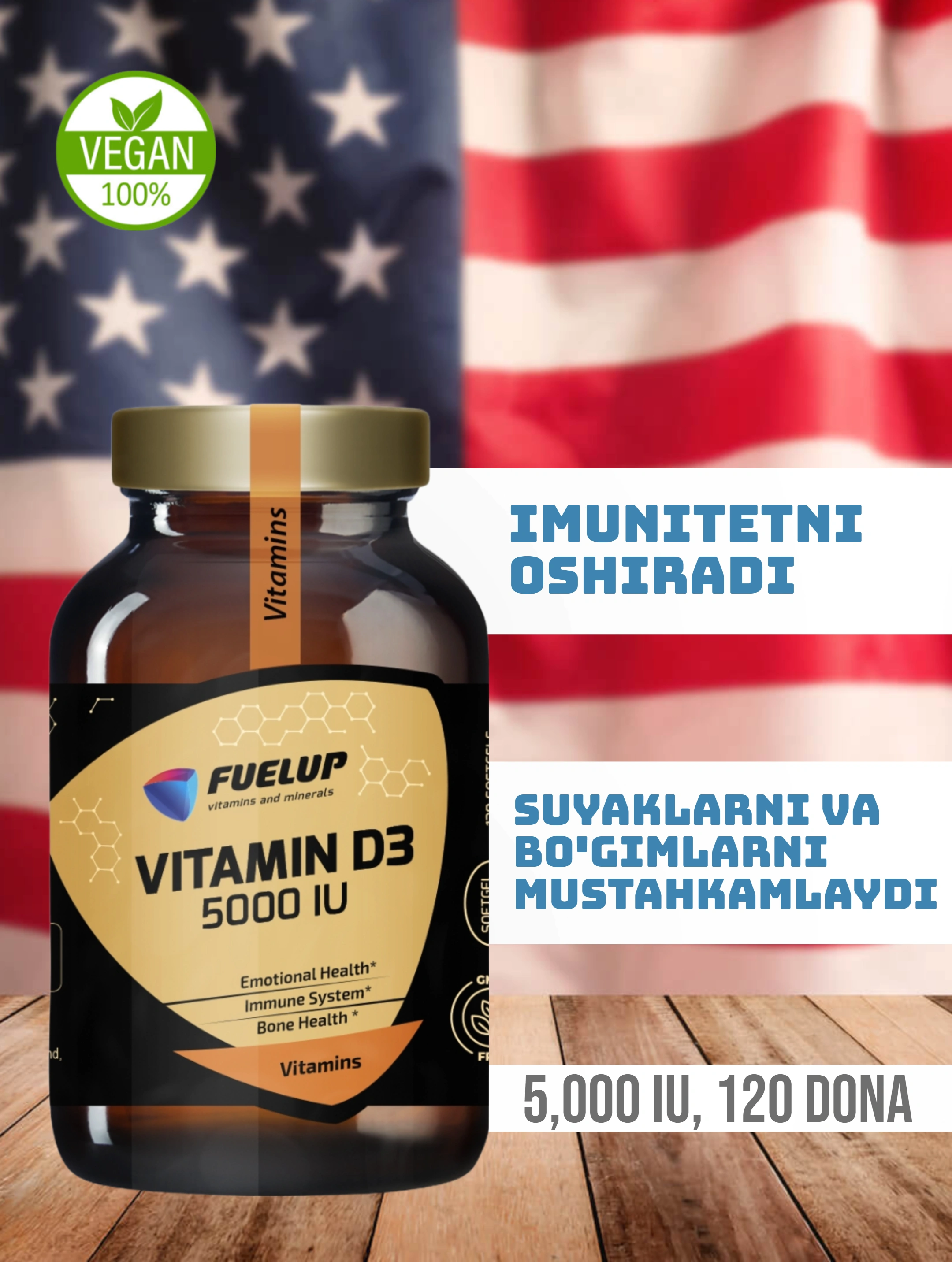 Vitamin D3 5000 iu Витамин Д3 120 softgel FuelUP shisha qadoqda 129000 ...