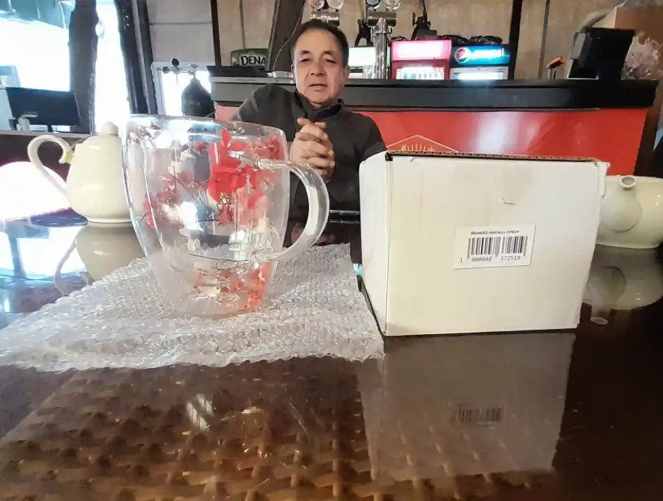 Shisha krujka, ikki devorli va gulli, 250, 350 ml