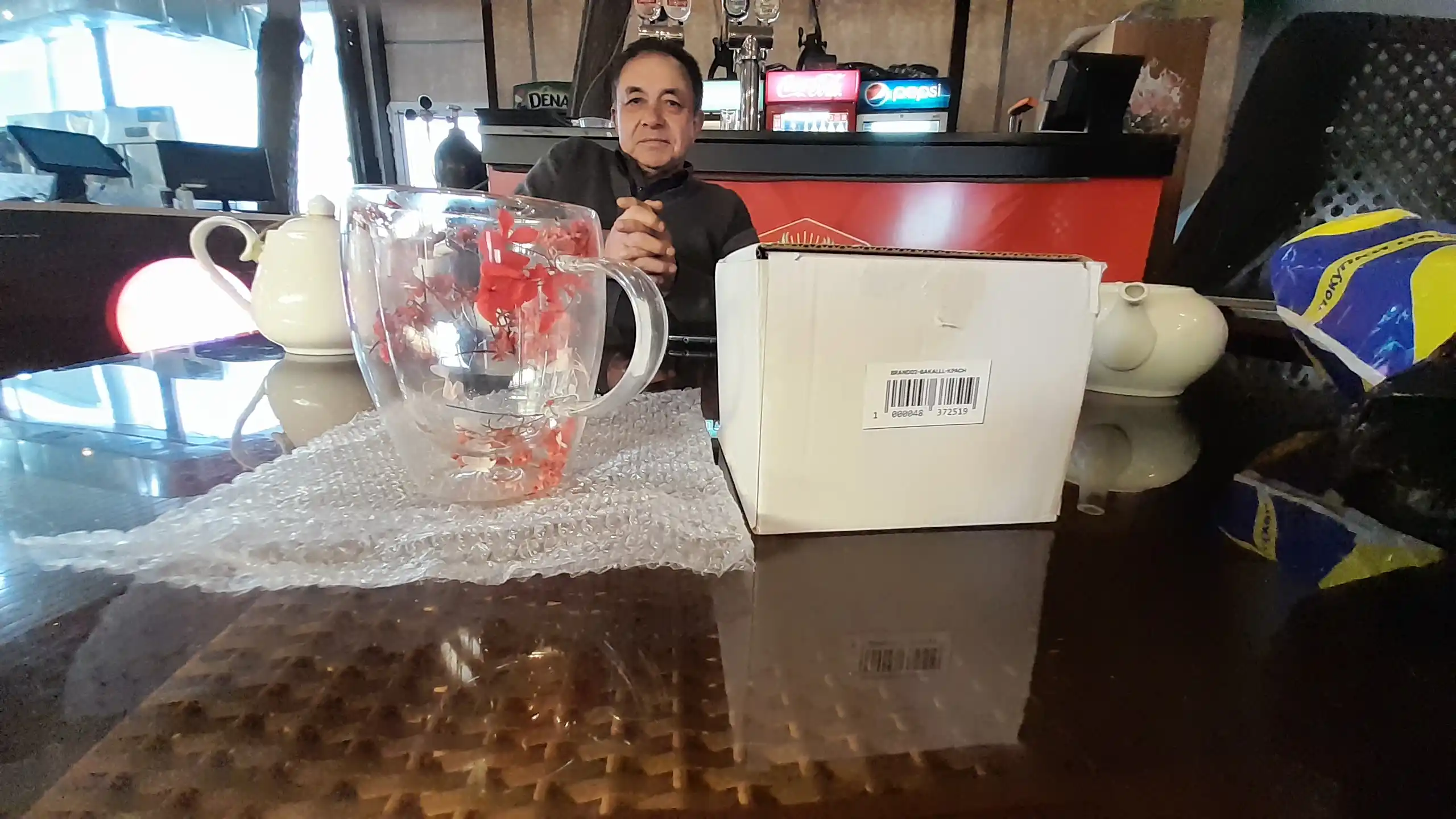 Shisha krujka, ikki devorli va gulli, 250, 350 ml