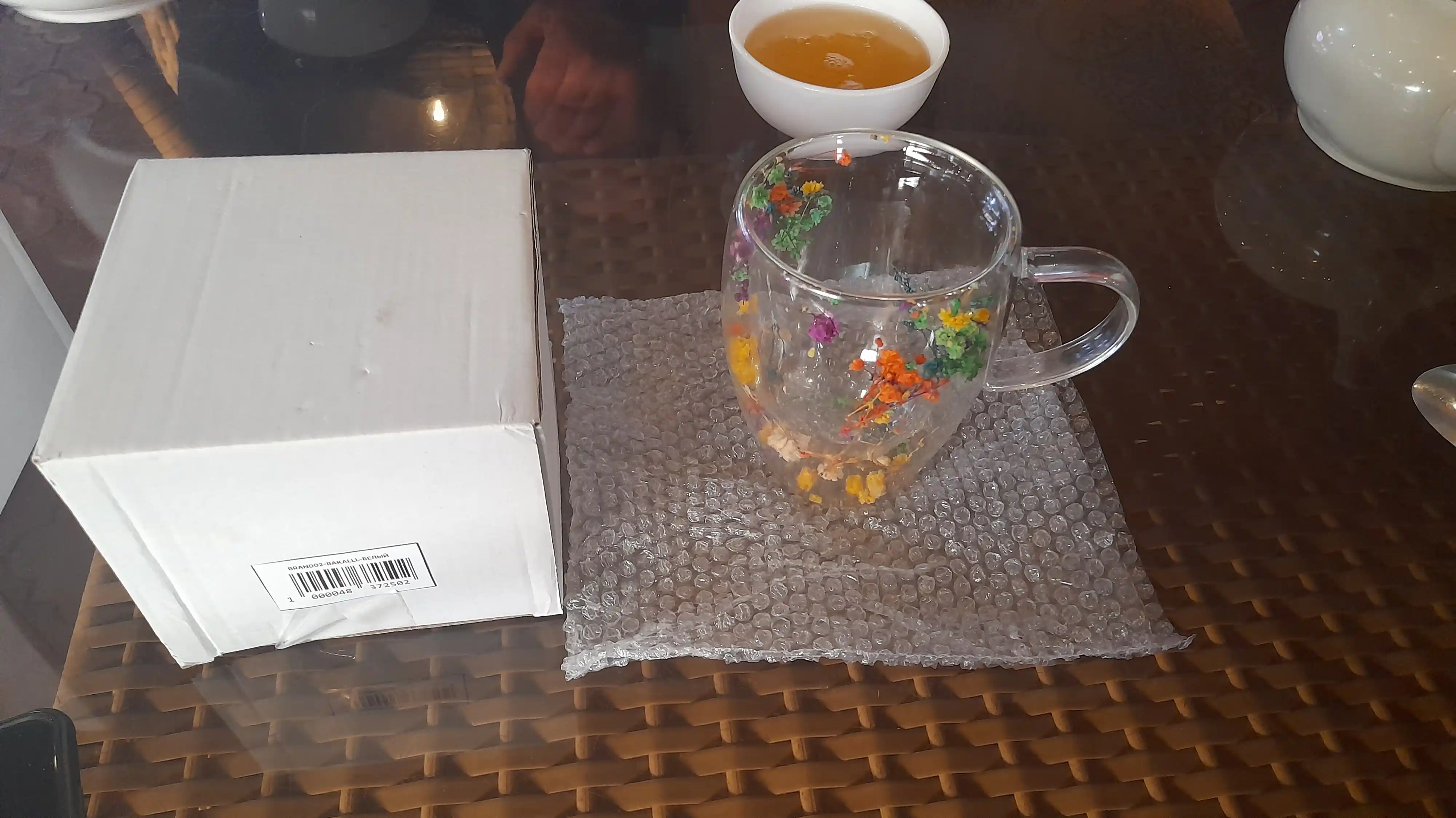 Shisha krujka, ikki devorli va gulli, 250, 350 ml