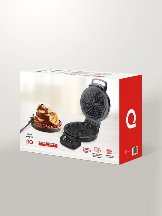 Vafelnitsa, vaflilar uchun mini-vafelnik BQ ST1001, Non-Stick PRO yonginga qarshi qoplamasi