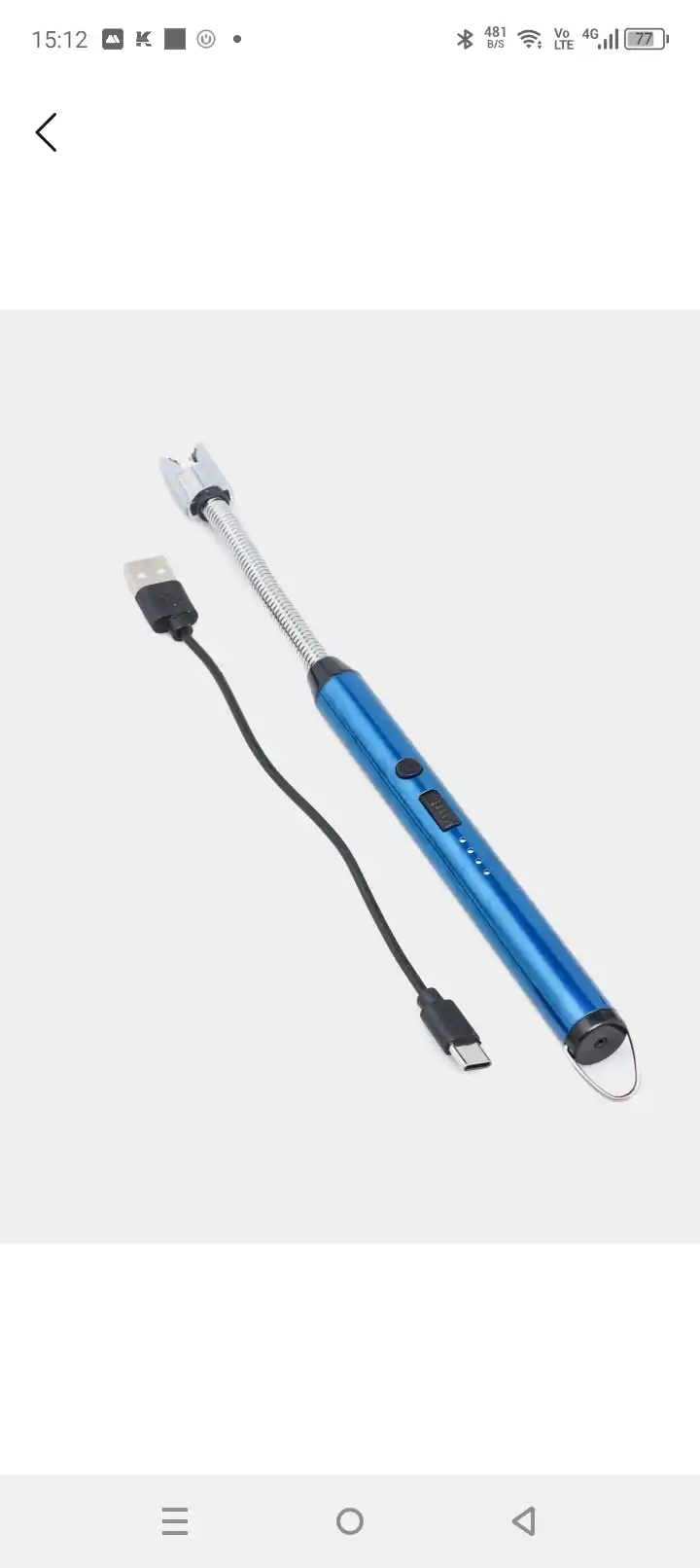 Plita va shamlar uchun oshxona elektron yondirgichi, USB orqali quvvatlanadi, 360 daraja