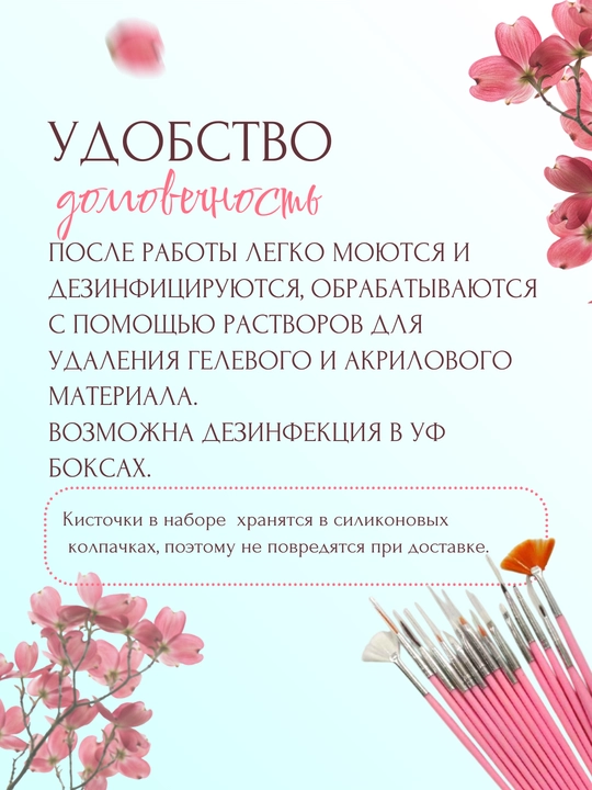 Набор кистей для дизайна ногтей и маникюра, 15 шт, 3 цвета