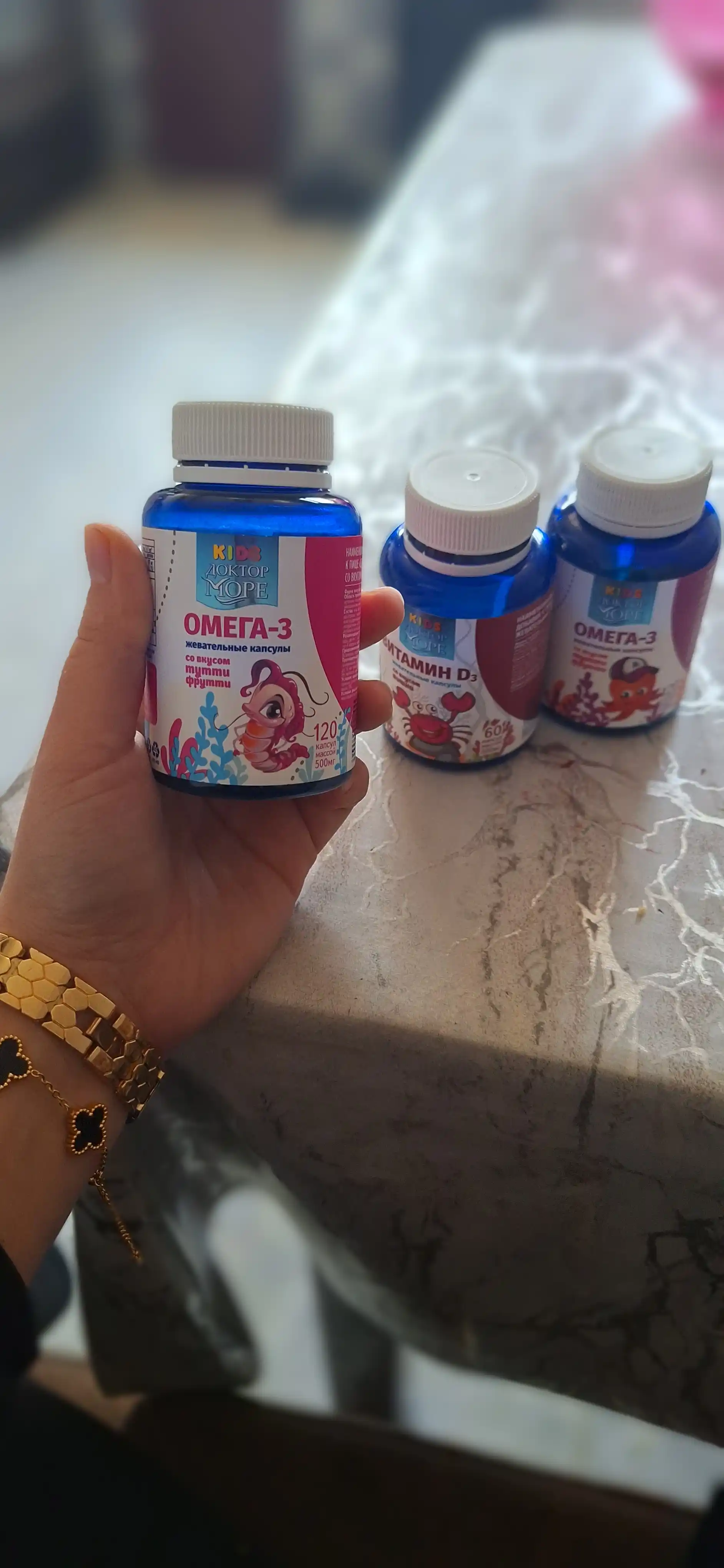 Omega-3 Bolalar uchun Sakkizoyoqcha tutti-frutti ta'mli chaynaladigan kapsulalar, 120 dona