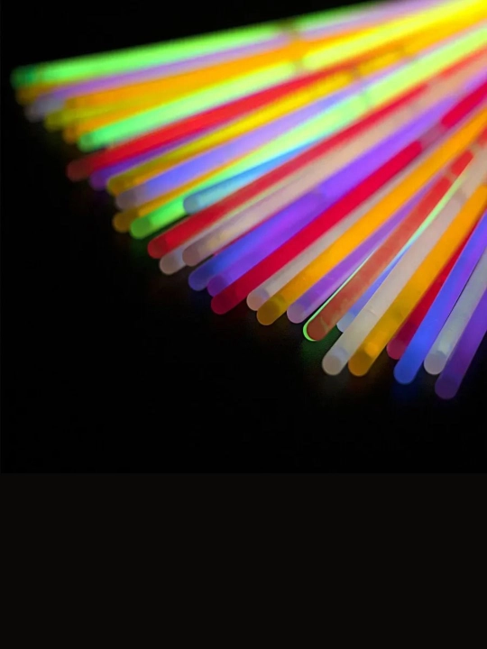 Neon nur sochuvchi tayoqchalar va fosfor bilaguzuklar, 10, 15, 20, 30,50 dona, 20 sm