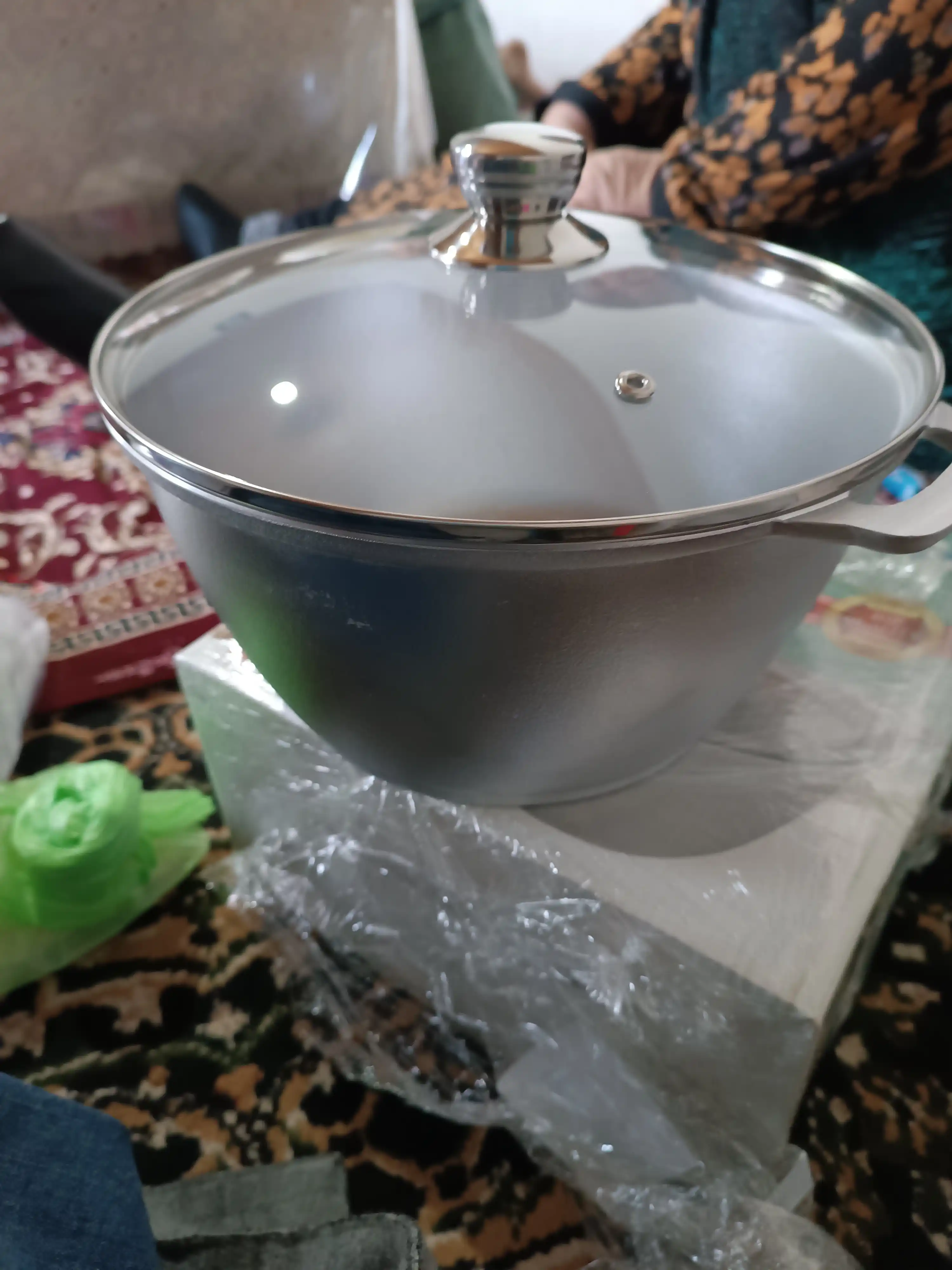 Алюминиевый казан, со стеклянной крышкой, 5 л