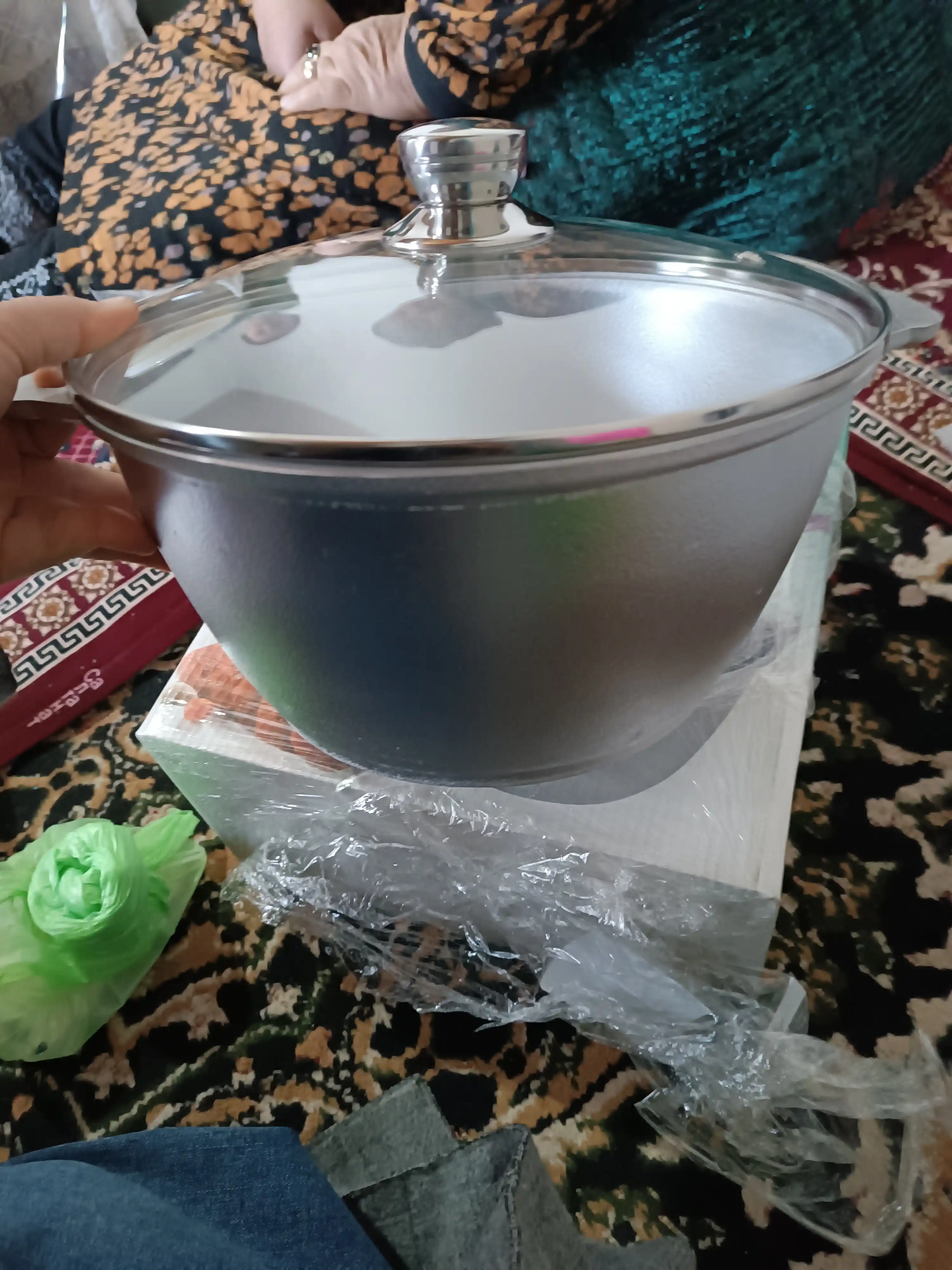 Алюминиевый казан, со стеклянной крышкой, 5 л