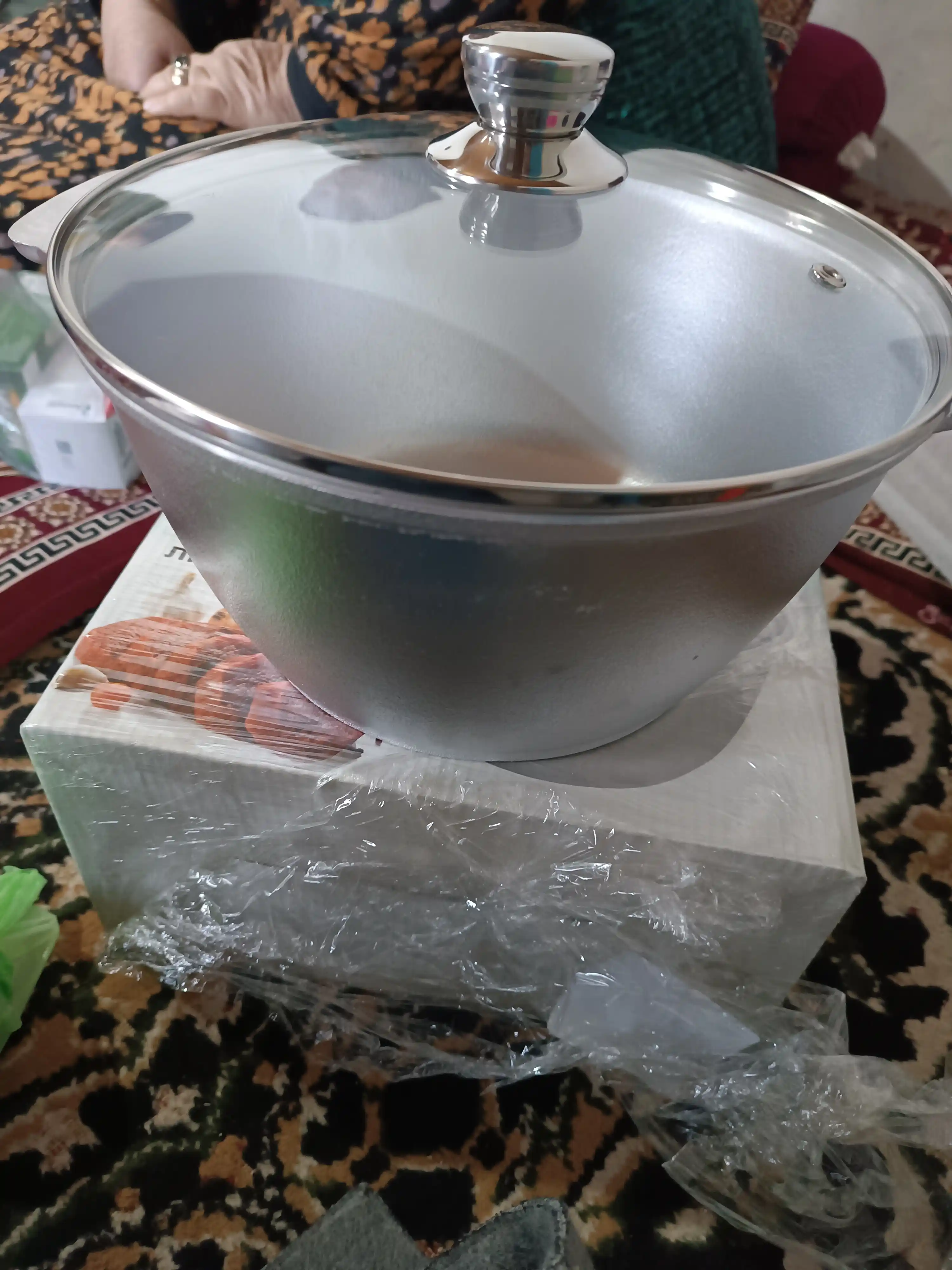 Алюминиевый казан, со стеклянной крышкой, 5 л