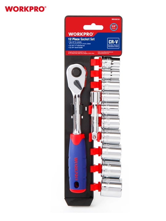 WORKPRO 3/8" mandalli rozetka boshlari to'plami, 12 dona WP202557