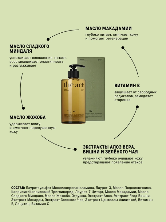 The Act Масло гель для душа и ванны, для тела 460 мл