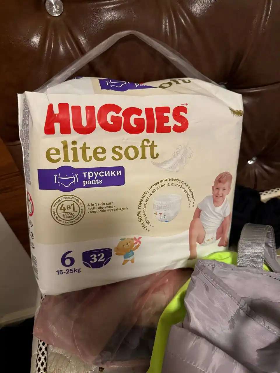 Подгузники трусики Huggies Elite Soft 15-25кг, 6 размер, 32 шт