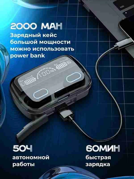 Simsiz quloqchinlar M 10, 19, 20, 88, 90 pro, Powerbank 3500 mA/soat, Bluetooth 5.3