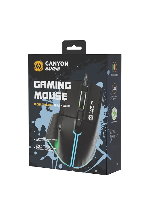 Gaming sichqoncha simli CANYON Fortnax GM-636, RGB yoritgich bilan