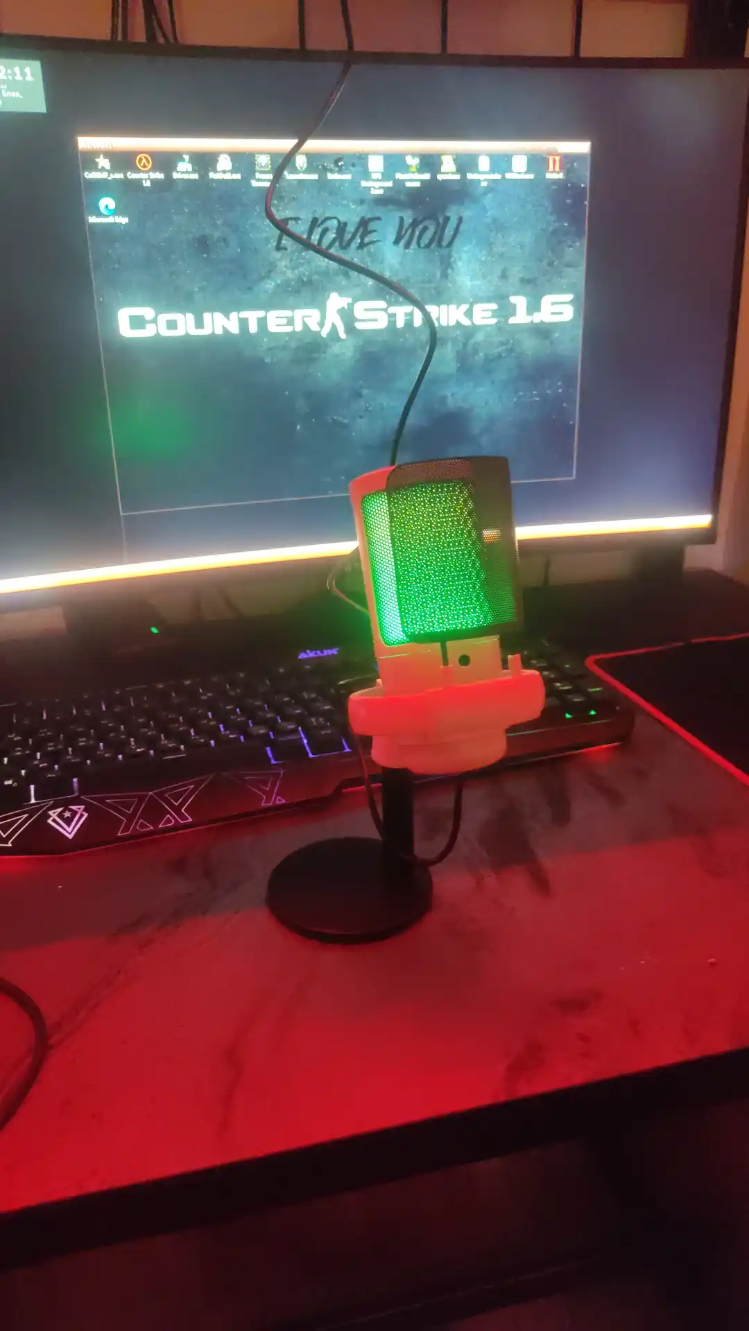 Strim va kompyuter uchun, RGB kondensatorli ME6S mikrofon, shok maunt, popfiltr, ushlagich