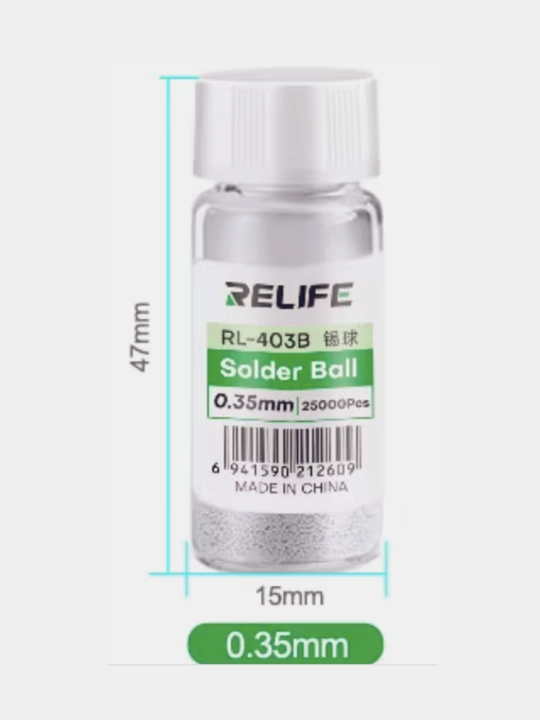 RELIFE RL-403B, BGA payvandlash sharlari 0.35 mm, 25000 dona, aniq tamirlash arduino uchun