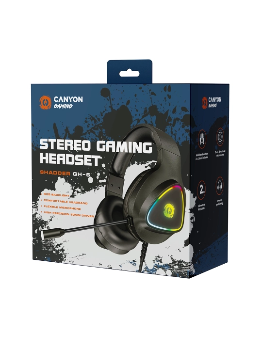 Gaming simli quloqchin CANYON Shadder GH 6,  RGB yoritgich bilan