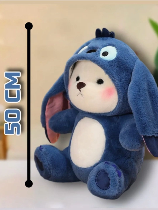 Bolalar uchun to'ldirilgan o'yinchoq kapshonli ayiqcha, Lotso, Pikachu, Stitch, 50 - 55 sm - 