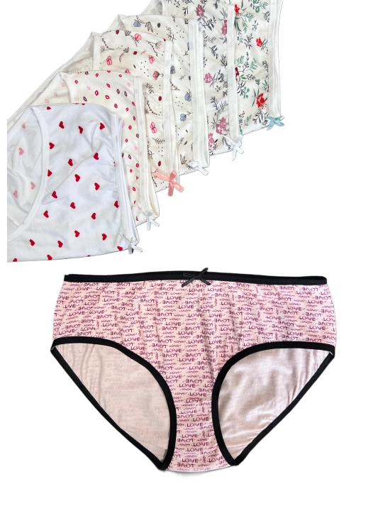 Ayollar ichki kiyimlari to‘plami, haftalik, bir xil rangli, bosma naqshli, yopishqoq, chiziqli