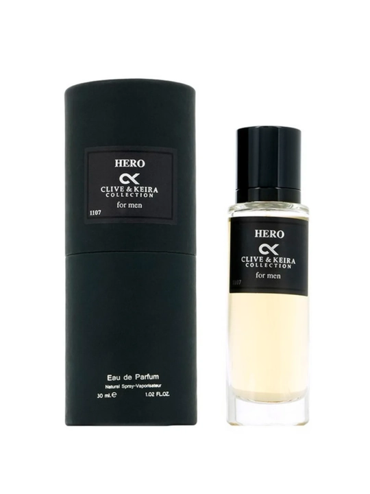 Parfyumlangan suv CLIVE & KEIRA, 1107, Hero Amordad, erkaklar uchun atir, 30 ml