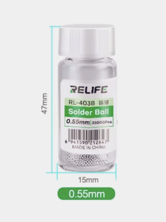 RELIFE RL-403B BGA payvandlash to'plari, 0.55 mm, 25000 dona, elektronikani tamirlash uchun Arduino