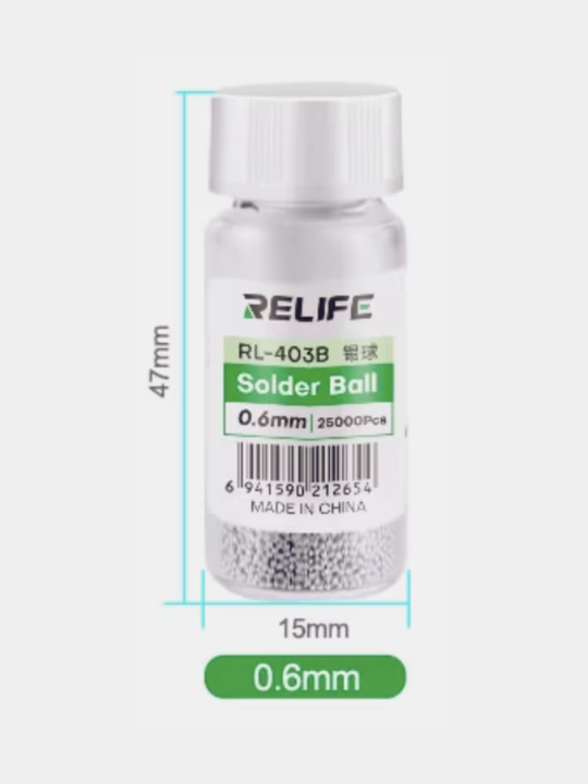 RELIFE RL-403B BGA payvandlash to'plari, 0.6 mm, 25000 dona, elektronikani tamirlash uchun arduino