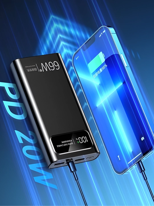 Tashqi Power Bank batareyasi, 66W, 20000 mA, tez zaryadlash, 22,5 Vt