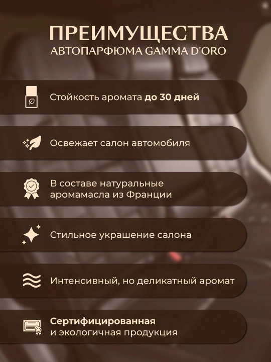 GAMMA D'ORO Avtomobil va uy uchun aromatizator "Asalli qovun", 10 ml