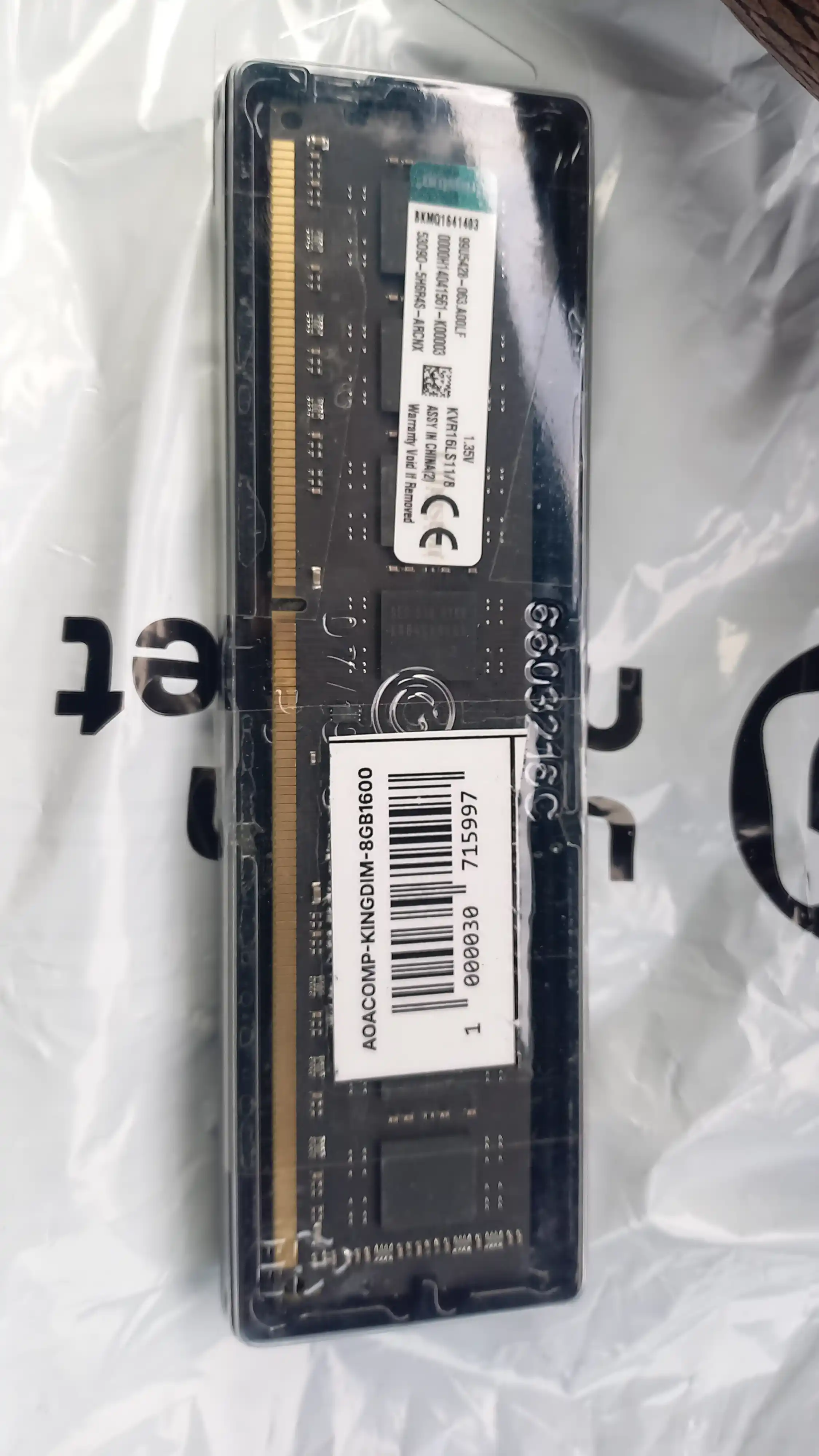 Operativ xotira Kingston, DDR3, 1600 MGts, 8 GB, OEM