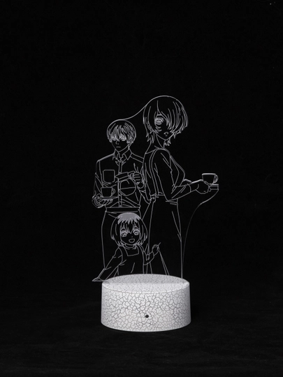 Tungi chiroq Anime Tokyo Ghoul 3D, bosharish pulti, LED RGB yoritgichi va USB bilan, sovga