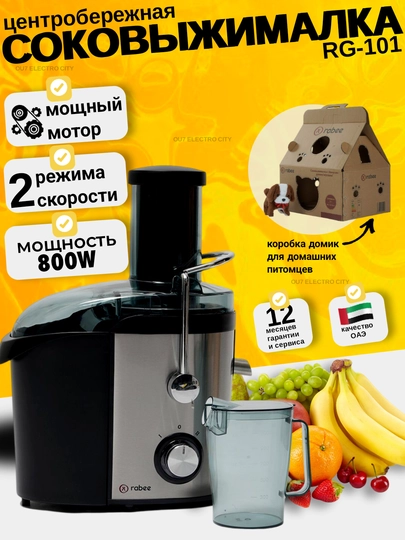 Многофункциональная соковыжималка Rabee RG-100, 101, 106, блендер, кофемолка, 3 в 1 — XON77-RG106-СЕРЫЙ