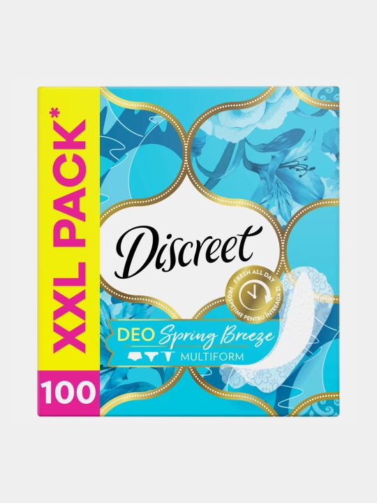 Kundalik prokladkalari Discreet Multiform Bahor shabadasi, 100 dona.