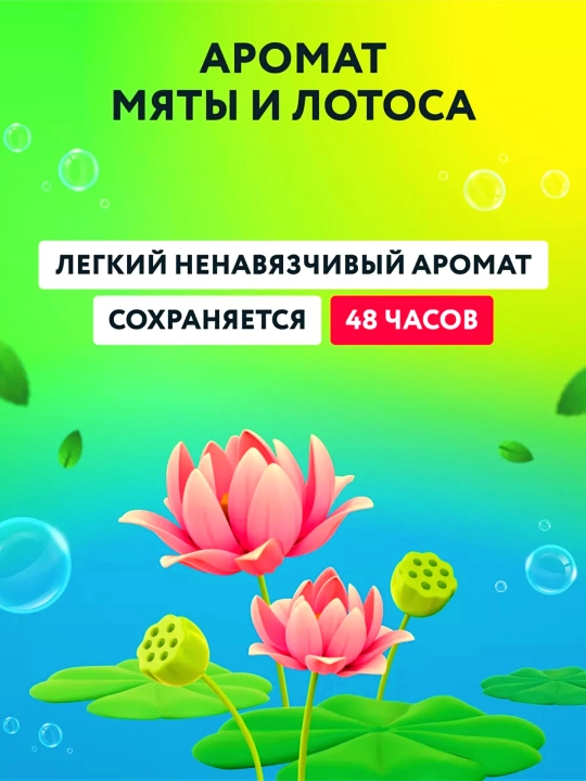 Капсулы для стирки 3 в 1 "Colorful" Мята и лотос, набор 100 шт
