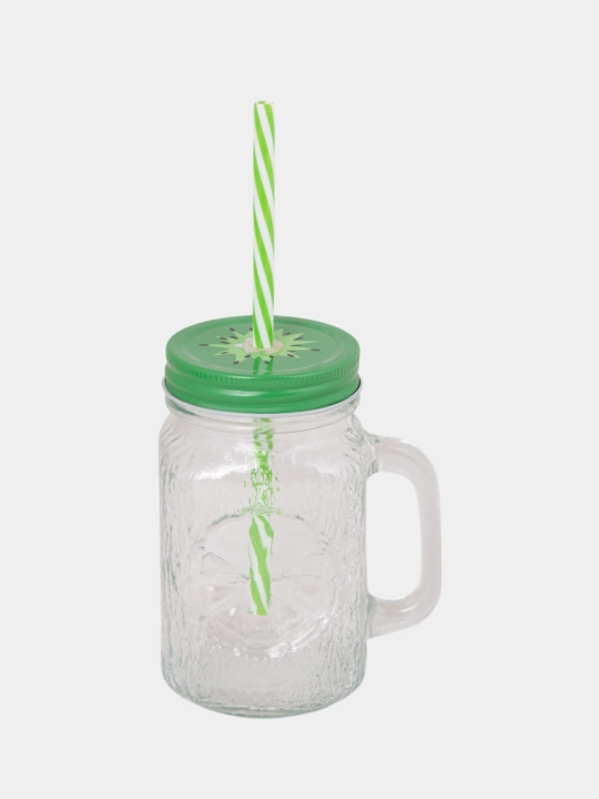 Trubochkali shisha stakan, krujka, tutqichli va metall qopqoqli, 400 ml