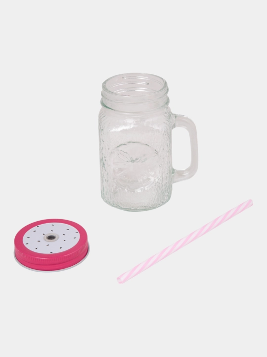 Trubochkali shisha stakan, krujka, tutqichli va metall qopqoqli, 400 ml