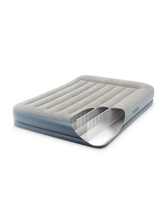 Intex надувная кровать "Mid-Rice Airbed", с подголовником и встроенным насосом 220В