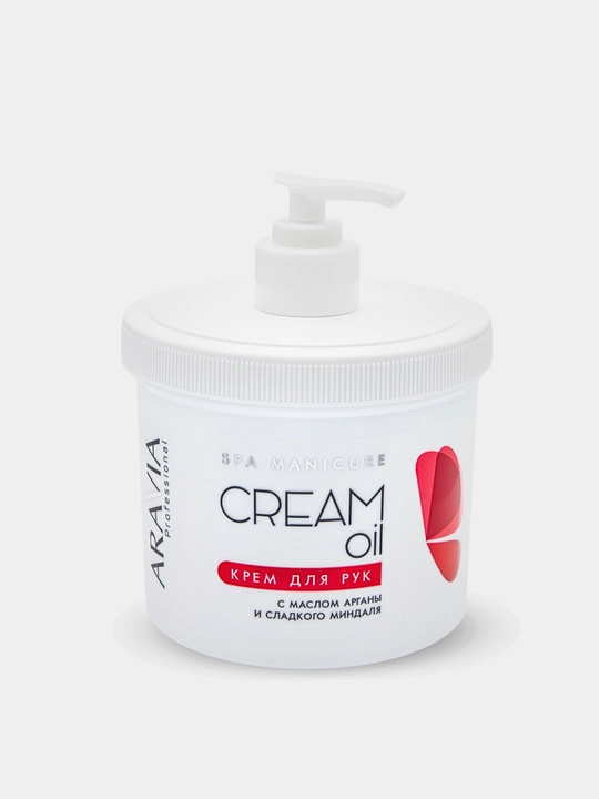 Quruq qo'l terisini namlash va oziqlantirish uchun krem Cream Oil, Aravia, 550 ml