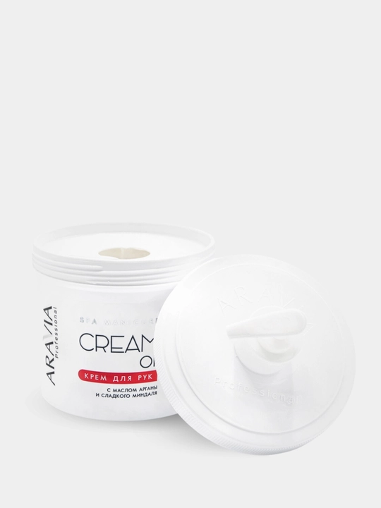 Quruq qo'l terisini namlash va oziqlantirish uchun krem Cream Oil, Aravia, 550 ml