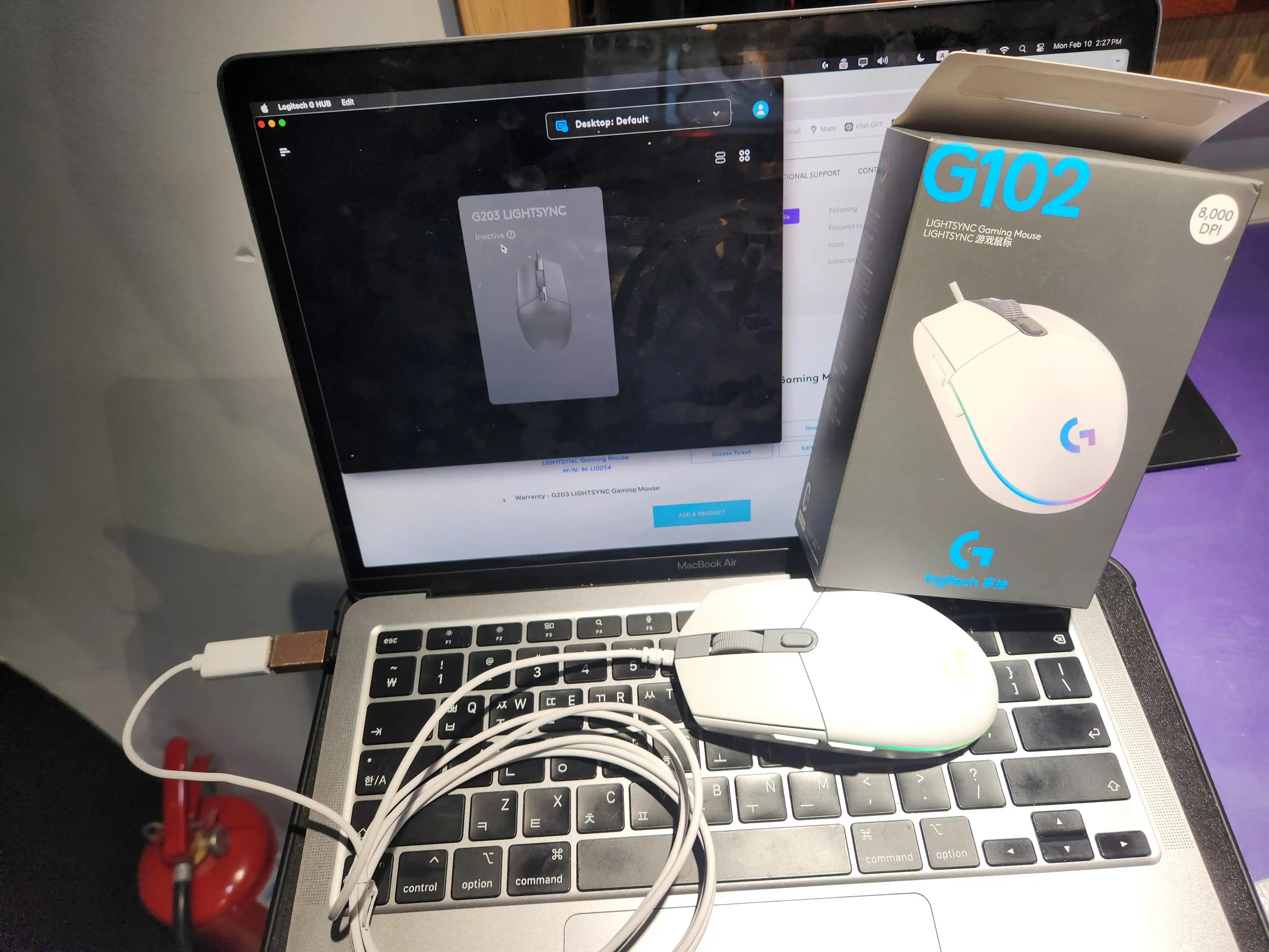 Logitech G102 LIGHTSНТС simli oyin sichqonchasi kabel bilan, kompyuter va noutbuk uchun PC